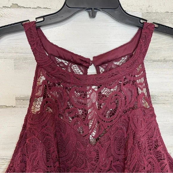 Torrid Plus Size 20 Mini Halter Burgundy Dress Skater - Picture 3 of 12